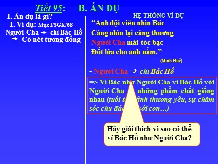 Bài giảng Ngữ văn Lớp 6 - Tiết 95: Ẩn dụ