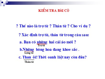 Bài giảng Ngữ văn Lớp 8 - Tiết 27: Tình thái từ