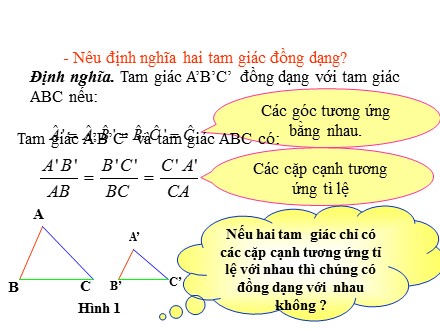 Bài giảng Toán 8 - Chủ đề 15: Các trường hợp đồng dạng của hai tam giác