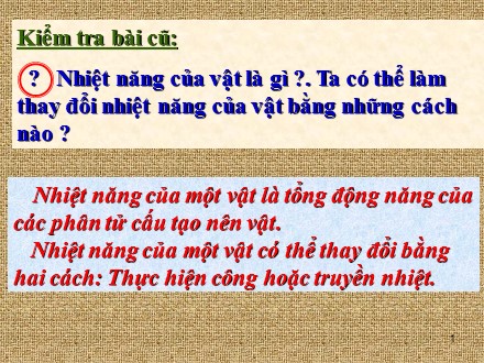 Bài giảng Vật lý Lớp 8 - Tiết 27: Dẫn nhiệt