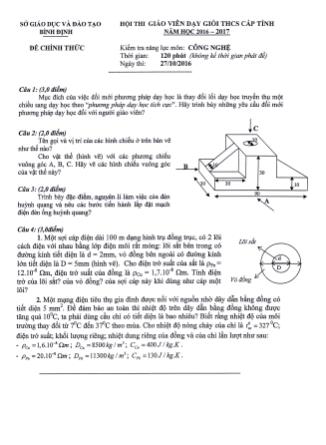 Đề thi giáo viên dạy giỏi THCS cấp tỉnh năm học 2016-2017 môn Công nghệ - Sở GD & ĐT Bình Định
