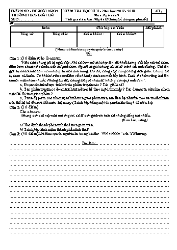 Đề thi học kì II môn Ngữ văn Lớp 9 - Năm học 2017-2018 - Phòng GDĐT Hoài Nhơn (Có đáp án)