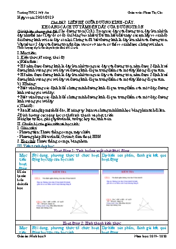Giáo án Hình học Lớp 9 - Chủ đề 7: Liên hệ giữa đường kính-dây. Khoảng cách từ tâm đến dây đường tròn - Năm học 2019-2020 - Phan Thị Chi
