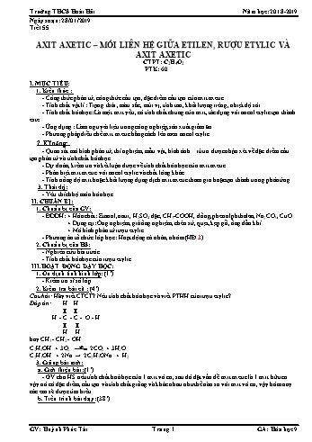 Giáo án Hóa học Lớp 9 - Tiết 55, Bài 45: Axit Axetic. Mối liên hệ giữa Etilen, rượu Etylic và Axit Axetic - Năm học 2018-2019 - Huỳnh Phúc Tài