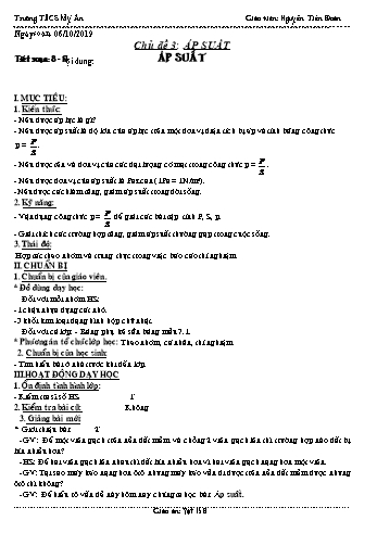 Giáo án Vật lý Lớp 8 - Chủ đề 3: Áp suất - Năm học 2019-2020 - Nguyễn Tiến Đoàn