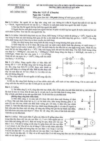 Kỳ thi tuyển sinh vào Lớp 10 THPT chuyên môn Vật lí - Năm học 2016-2017 - Trường THPT chuyên Lê Quý Đôn, Bình Định