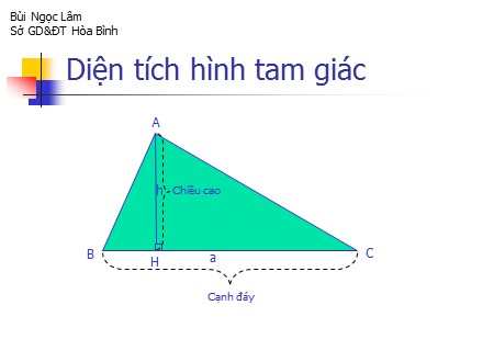 Bài giảng Toán Lớp 4 - Bài: Diện tích hình tam giác - Bùi Ngọc Lâm