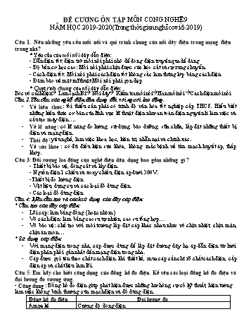 Đề cương ôn tập học kì 2 môn Công nghệ 9 - Năm học 2019-2020 (Trong thời gian nghỉ covid-2019) - Đinh Văn Quang