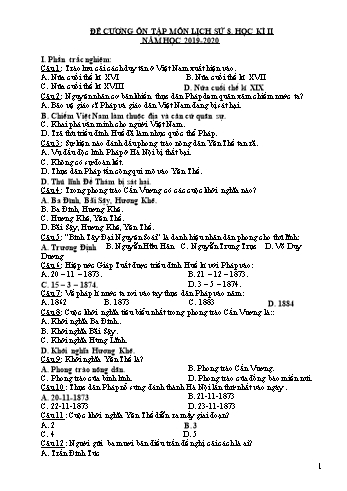 Đề cương ôn tập học kì 2 môn Lịch sử 8 - Năm học 2019-2020 - Trương Quốc Kháng