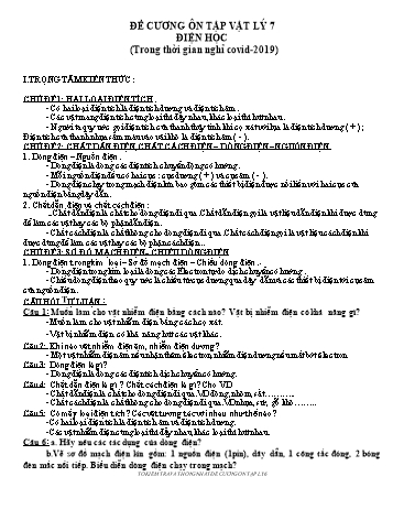 Đề cương ôn tập học kì 2 môn Vật lý 7 - Năm học 2019-2020 (Trong thời gian nghỉ covid-2019) - Đinh Văn Quang