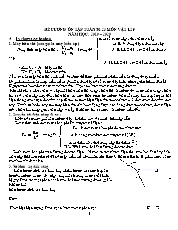 Đề cương ôn tập môn Vật lý 9 - Tuần 20 đến 23 - Năm học 2019-2020