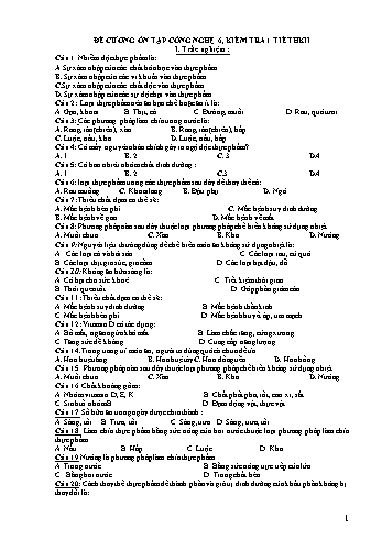 Đề kiểm tra 1 tiết học kì 2 môn Công nghệ Lớp 6 - Năm học 2019-2020