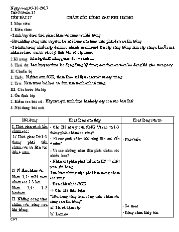 Giáo án Công nghệ Lớp 7, Tuần 15 - Năm học 2017-2018