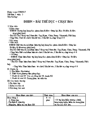 Giáo án Thể dục Lớp 6, Tuần 3 - Năm học 2017-2018 - Lữ Thu Xuyên