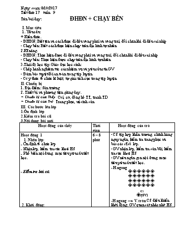 Giáo án Thể dục Lớp 6, Tuần 9 - Năm học 2017-2018 - Lữ Thu Xuyên