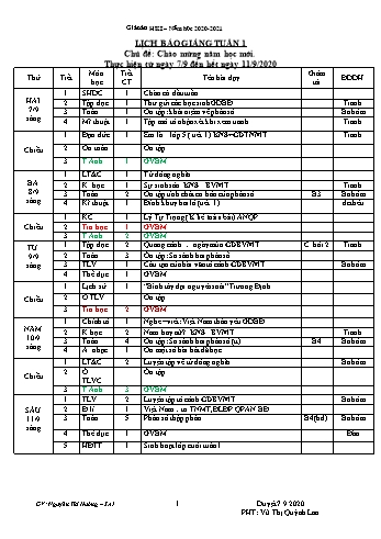 Giáo án Tổng hợp các môn Lớp 5, Tuần 1 - Nguyễn Thị Hưởng - Năm Học 2020-2021