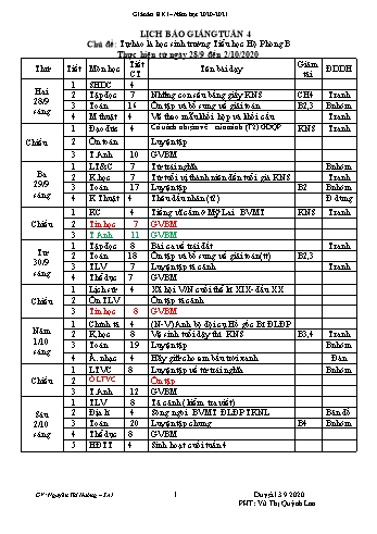 Giáo án Tổng hợp các môn Lớp 5, Tuần 4 - Nguyễn Thị Hưởng - Năm Học 2020-2021