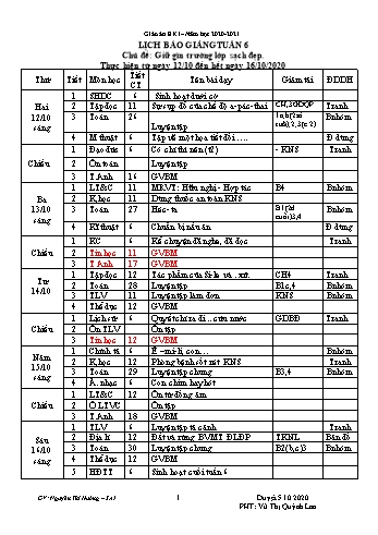 Giáo án Tổng hợp các môn Lớp 5, Tuần 6 - Nguyễn Thị Hưởng - Năm Học 2020-2021