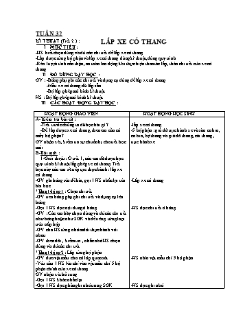 Kế hoạch bài dạy môn Kĩ thuật Lớp 4 - Tuần 32: Lắp xe có thang (Tiết 2)