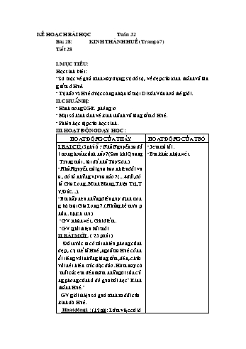 Kế hoạch bài dạy môn Lịch sử Lớp 4 - Tuần 32: Kinh thành Huế