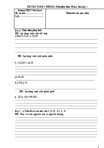 Ôn tập Toán 6 Phần 1 - Năm học 2019-2020 - Trường THCS Giá Rai A