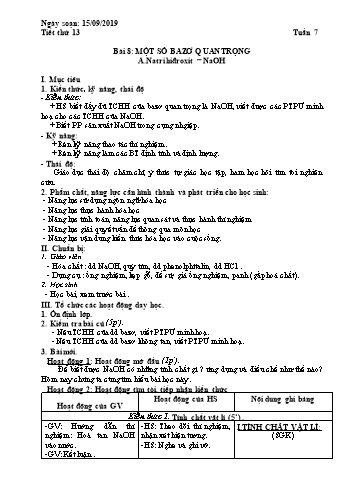Bài giảng Hóa học Lớp 9 - Tuần 7 - Năm học 2019-2020 - Trường THCS Phong Thạnh Tây