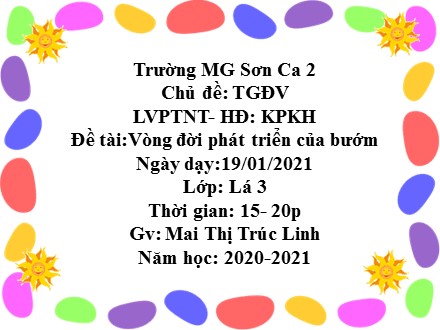 Bài giảng Lớp Lá - Lĩnh vực phát triển nhận thức, Đề tài: Vòng đời phát triển của bướm - Mai Thị Trúc Linh