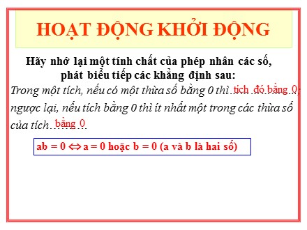 Bài giảng Toán 8 - Bài 4: Phương trình tích