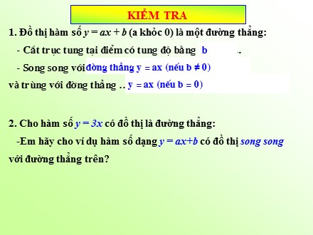 Bài giảng Toán Lớp 9 - Bài 4: Đường thẳng song song và đường thẳng cắt nhau