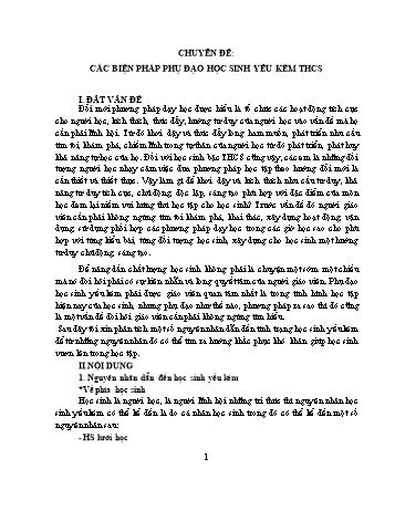Chuyên đề Các biện pháp phụ đạo học sinh yếu kém THCS