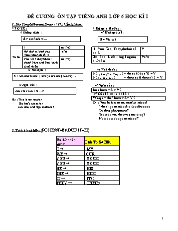 Đề cương ôn tập Tiếng Anh lớp 6 học kì I - Năm học 2019-2020 - Trường THCS Phong Thạnh Tây