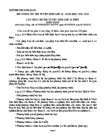 Đề cương ôn thi vào Lớp 10 môn Toán - Năm 2019-2020 - Trường THCS Giá Rai B