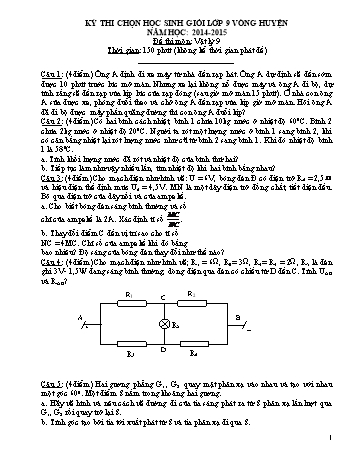 Đề thi chọn HSG cấp Huyện môn Vật lý Lớp 9 - Năm học 2014-2015 (Có đáp án)