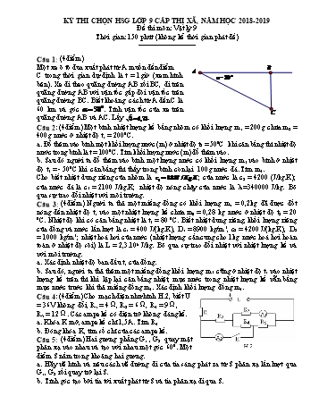 Đề thi chọn hsg cấp Thị xã môn Vật lý lớp 9 - Năm học 2018-2019 (có đáp án)