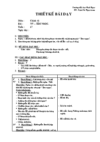 Giáo án Chính tả Lớp 2 - Tuần 17 - Trịnh Vũ Ngọc Loan