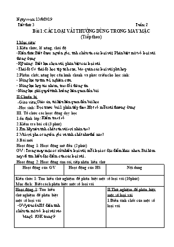 Giáo án Công nghệ Lớp 6 - Tuần 2 - Năm học 2019-2020 - Trường THCS Phong Thạnh Tây