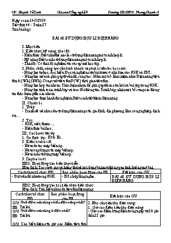 Giáo án Công nghệ Lớp 8 - Tuần 27 - Năm học 2019-2020 - Huỳnh Vũ Linh