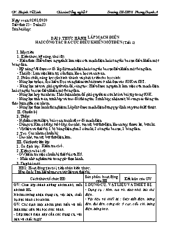 Giáo án Công nghệ Lớp 9 - Tuần 23 - Năm học 2019-2020 - Huỳnh Vũ Linh