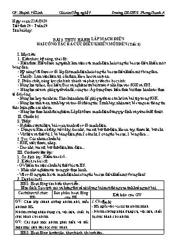 Giáo án Công nghệ Lớp 9, Tuần 24 - Năm học 2019-2020 - Huỳnh Vũ Linh