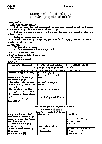 Giáo án Đại số 7 - Tuần 1+2+3 - Năm học 2019-2020 - Huỳnh Văn Hưởng