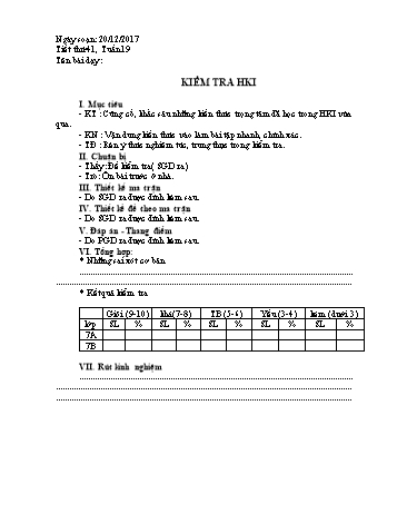 Giáo án Đại số Lớp 7 - Tuần 19 - Năm học 2017-2018 - Nguyễn Loan Anh