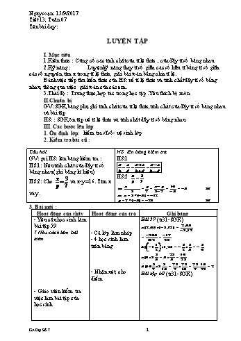 Giáo án Đại số Lớp 7 - Tuần 7 - Năm học 2017-2018 - Nguyễn Loan Anh