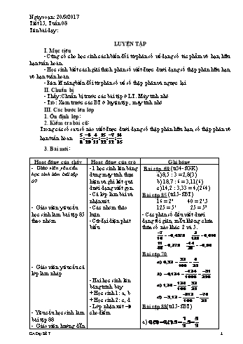 Giáo án Đại số Lớp 7 - Tuần 8 - Năm học 2017-2018 - Nguyễn Loan Anh