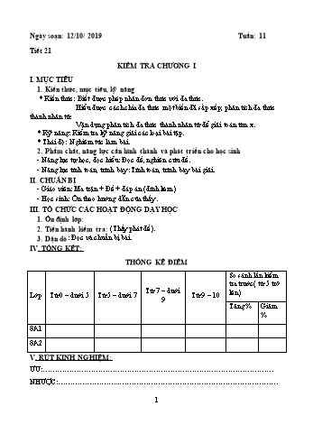 Giáo án Đại số Lớp 8 - Tuần 11 - Năm học 2019-2020 - Huỳnh Văn Giàu