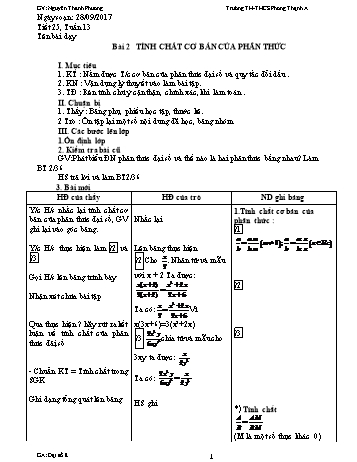 Giáo án Đại số Lớp 8 - Tuần 13 - Năm học 2017-2018 - Nguyễn Thanh Phương