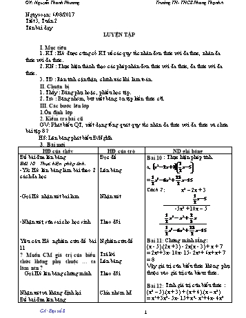 Giáo án Đại số Lớp 8 - Tuần 2 - Năm học 2017-2018 - Nguyễn Thanh Phương