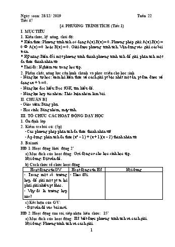 Giáo án Đại số Lớp 8 - Tuần 22 - Năm học 2019-2020 - Huỳnh Văn Giàu