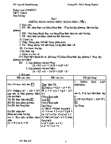 Giáo án Đại số Lớp 8 - Tuần 4 - Năm học 2017-2018 - Nguyễn Thanh Phương