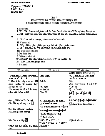 Giáo án Đại số Lớp 8 - Tuần 6 - Năm học 2017-2018 - Nguyễn Thanh Phương