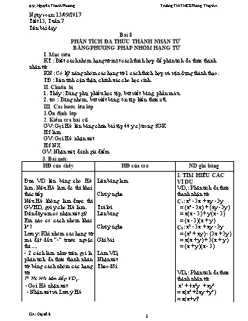 Giáo án Đại số Lớp 8 - Tuần 7 - Năm học 2017-2018 - Nguyễn Thanh Phương